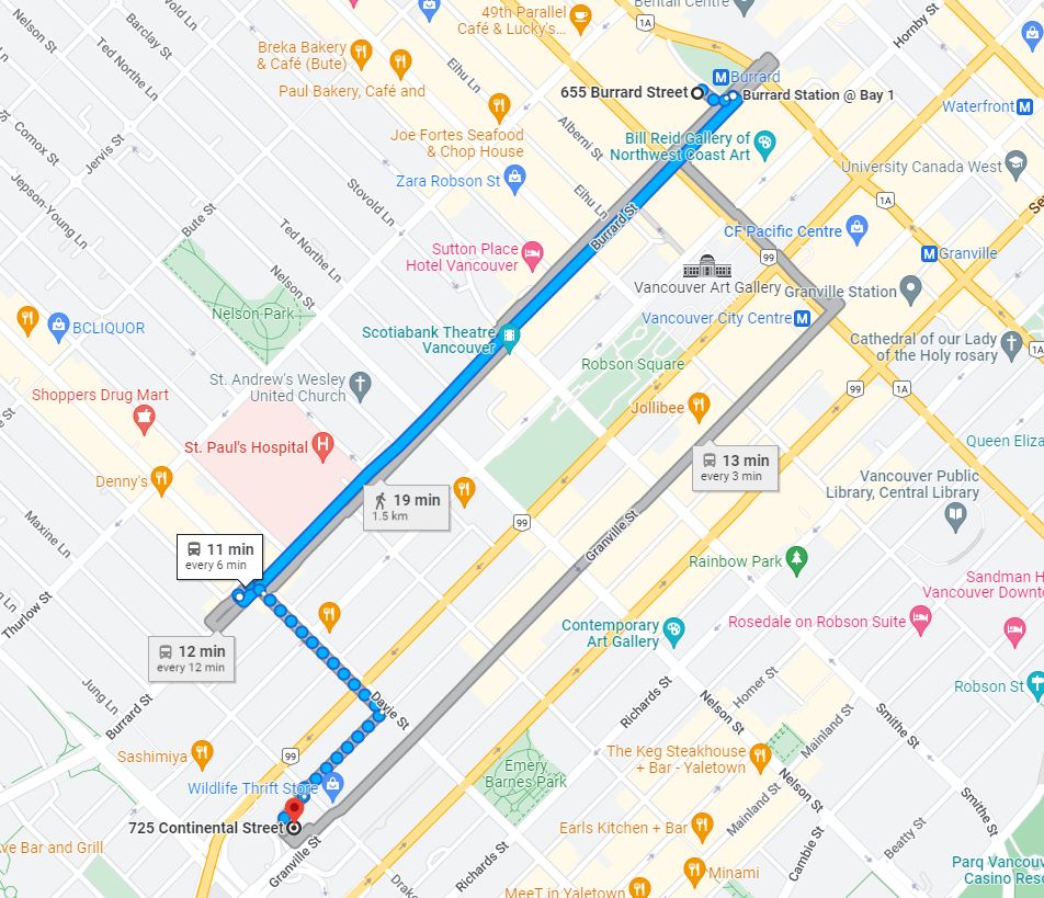 overnight car rental return location in Vancouver